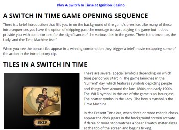 Screen capture of a review for the innovative slot machine game A Switch In Time.